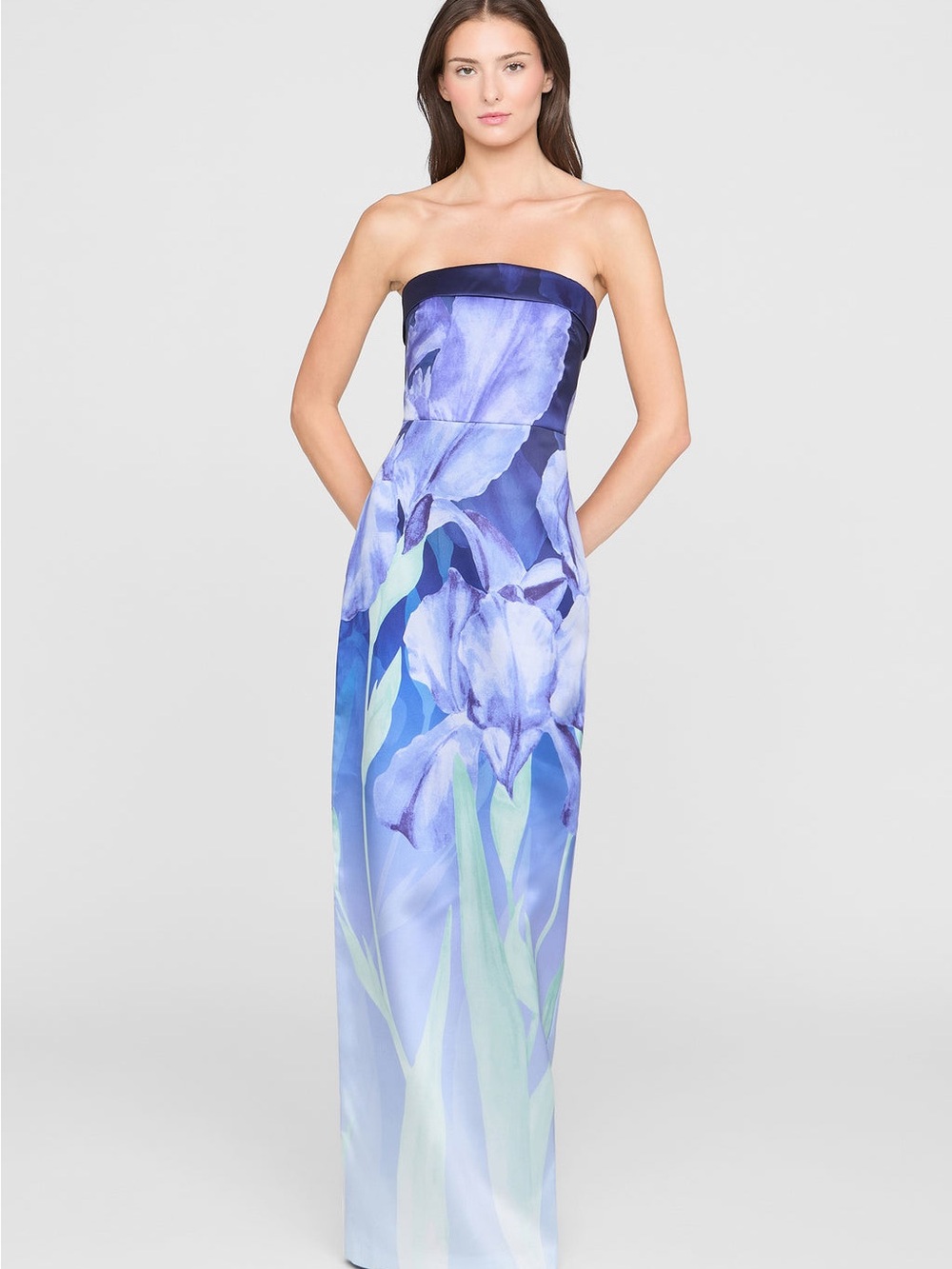 Theia Cyrilla Strapless Column Gown Moonlight Bloom Size 4 NWOT